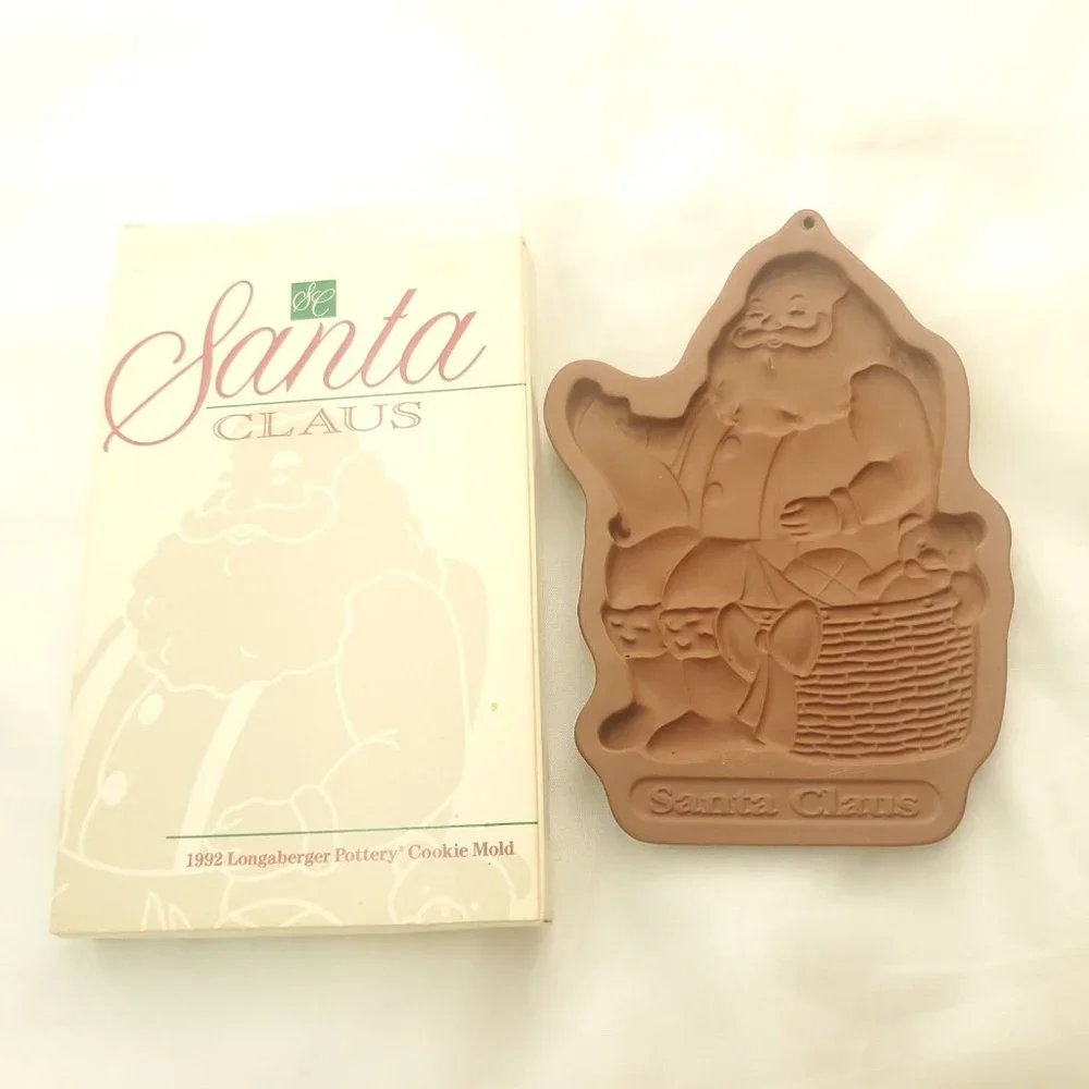 Longaberger Ceramic Pottery Christmas 1992 Santa Claus Chocolate/ Cookie Mold